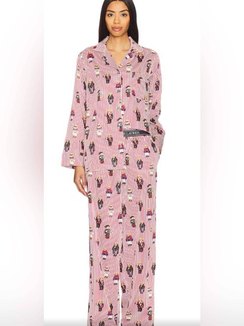 Polo by Ralph Lauren Pink Striped Nutcracker Print Pajama Set